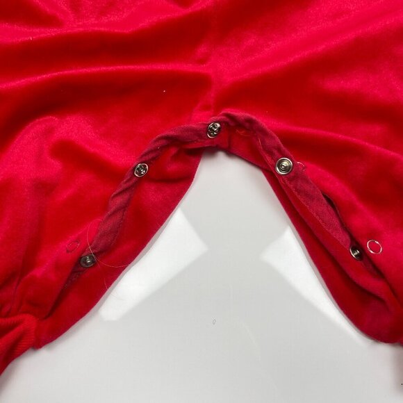 Vintage 80s & 90s Toddler Soft Velvet Bubble Jumpsuit with collar, bow, and lace - Picture 8 of 11